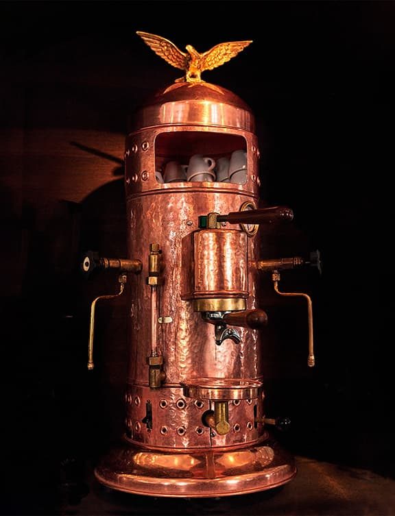 Kupfer-Kaffeemaschine, Detail